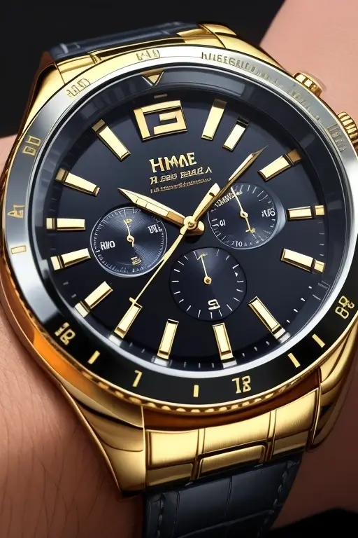 Reloj café con detalles dorados. Para Hombre