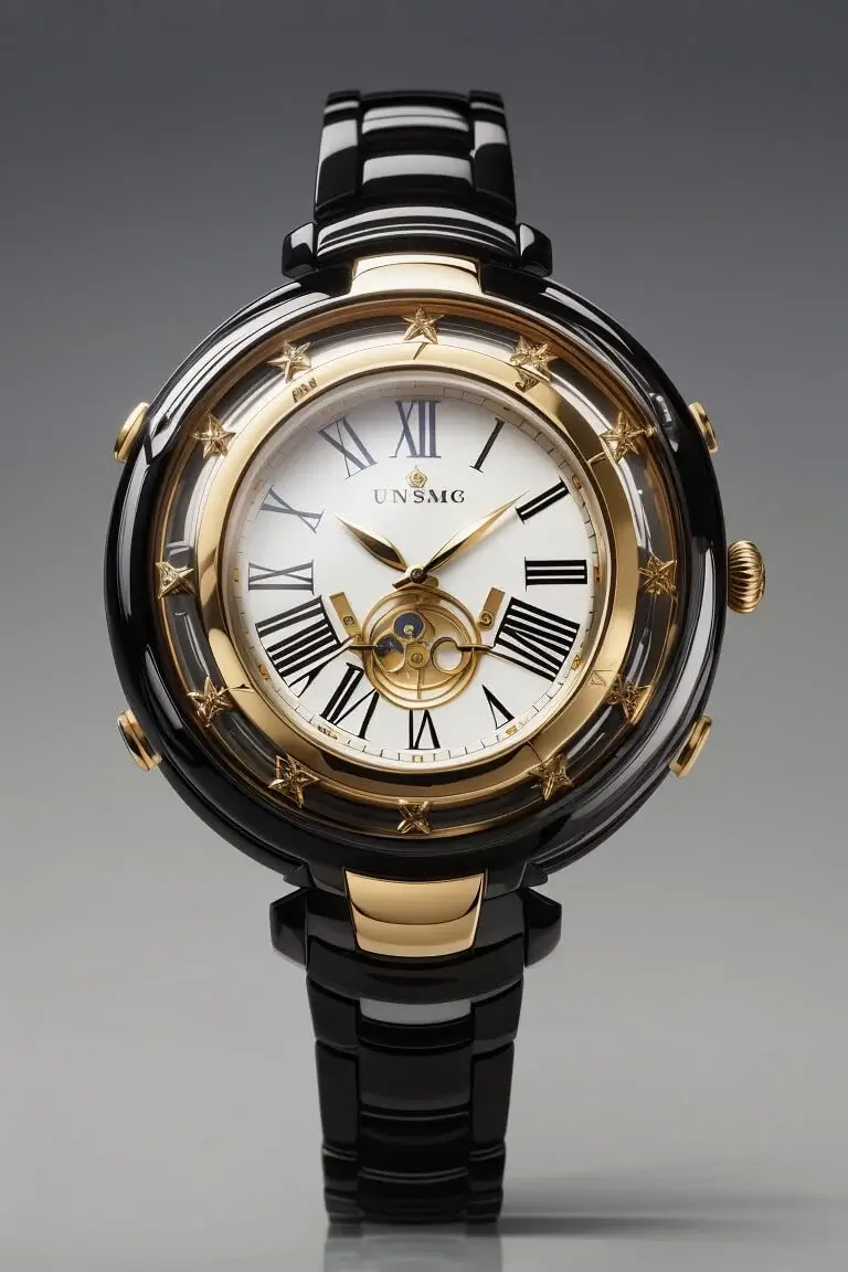 Reloj café con detalles dorados. Para Hombre