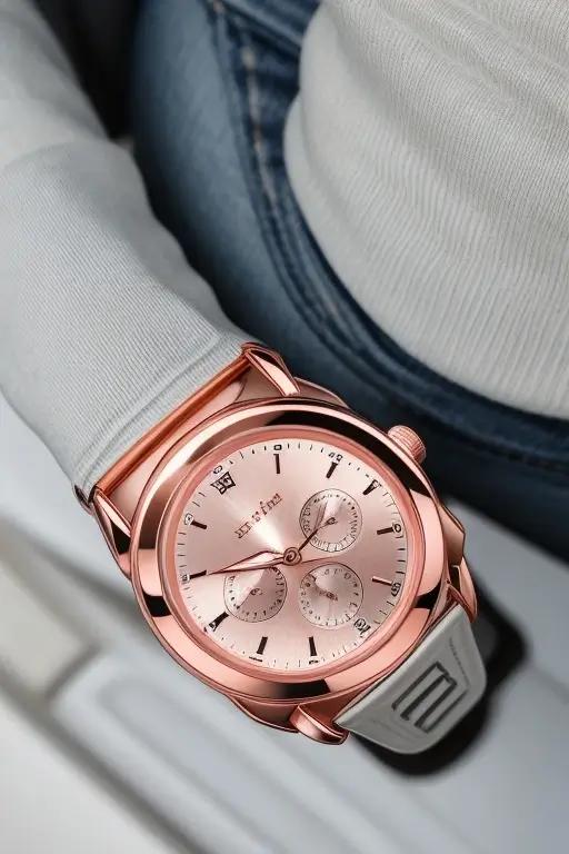 Reloj café con detalles dorados. Para Hombre