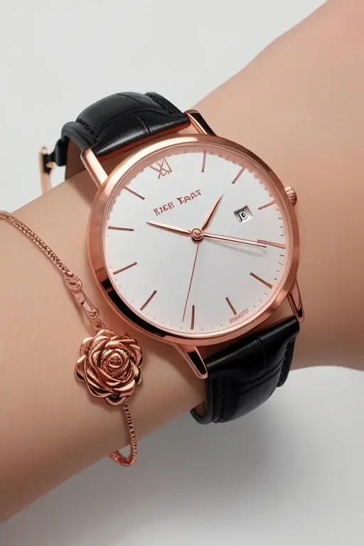 Reloj café con detalles dorados. Para Hombre