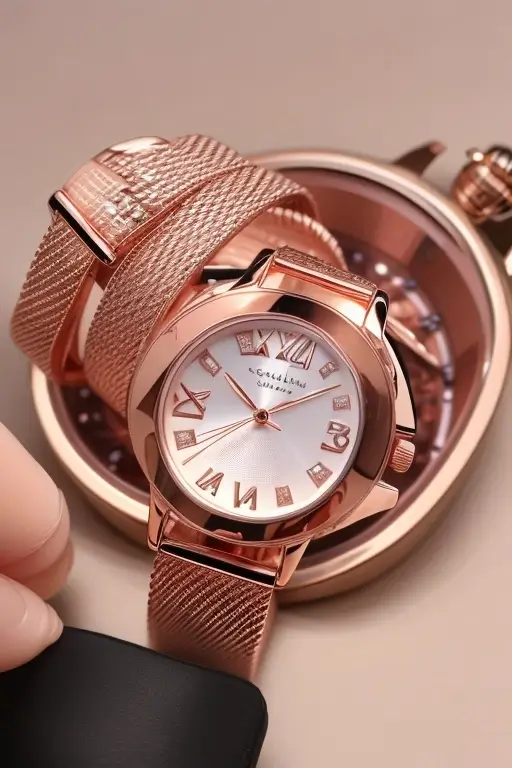 Reloj café con detalles dorados. Para Hombre