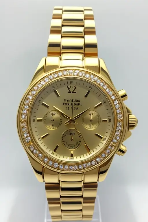 Reloj café con detalles dorados. Para Hombre